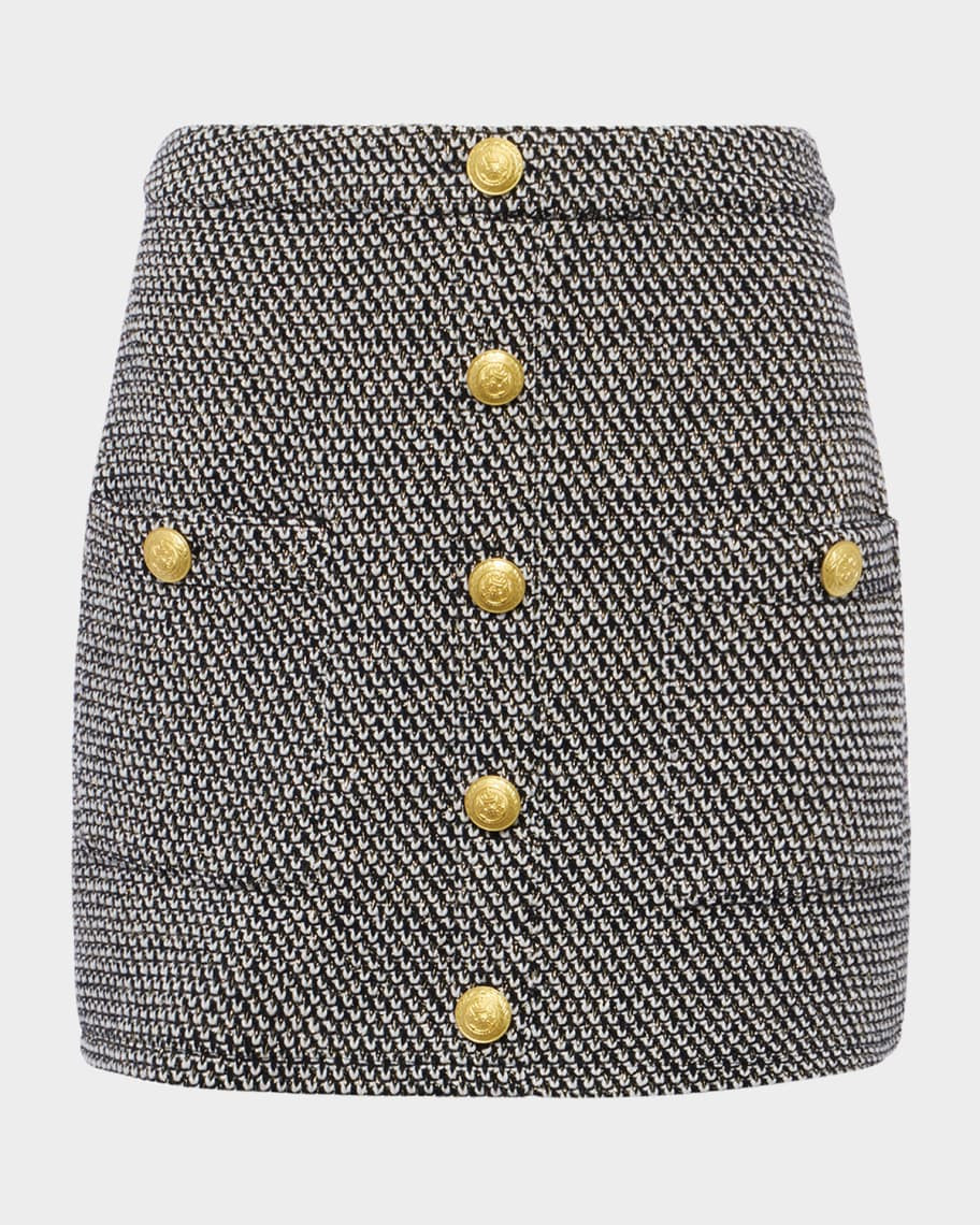 L'Agence Zander Button Knit Mini Skirt | Neiman Marcus