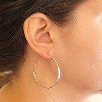 Modern Hoop Rectangle Lightweight Silver Hoops Sterling Ear Wire Bar Earrings Minimal Dangle Earring Large Hoop Jewelry 0255 | Etsy (US)