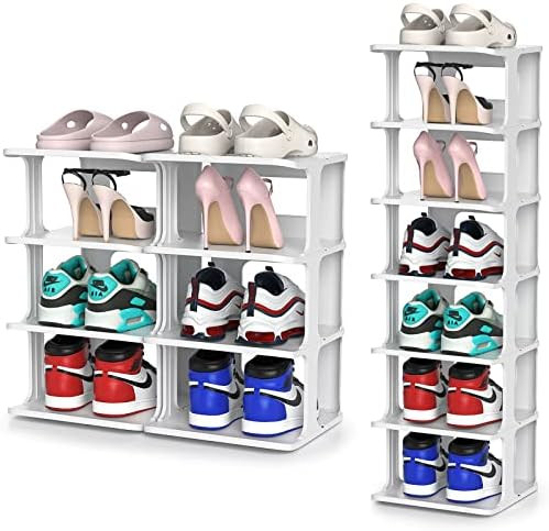 Flexible Combination Shoe Rack for Entryway, Grey Shoe Organizer for Closet, Free Standing Small Sho | Amazon (US)