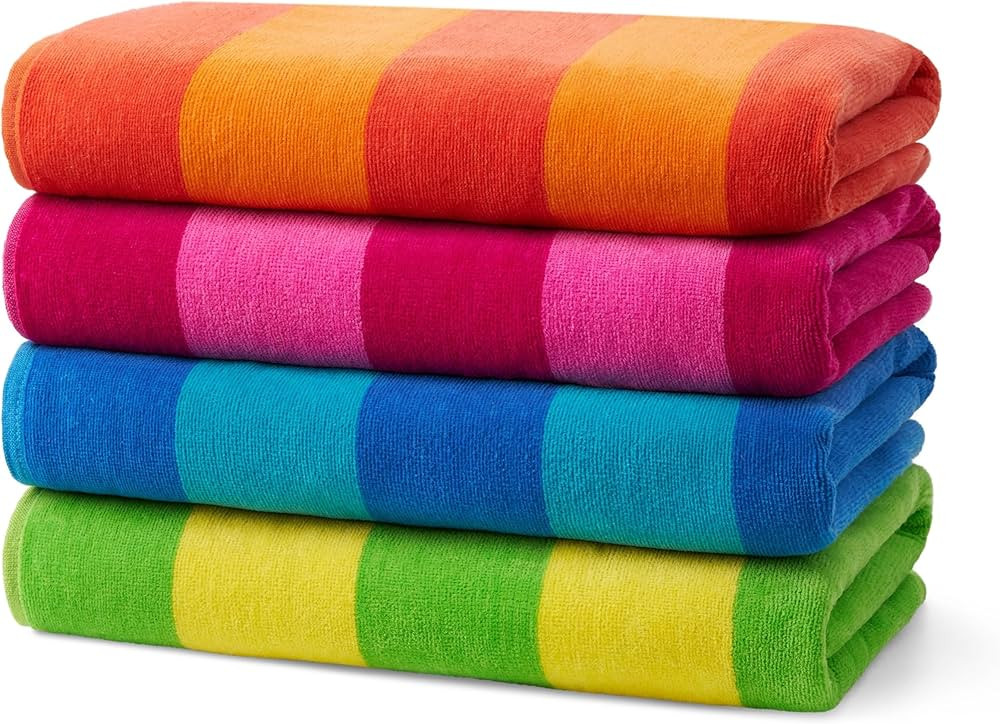 Ben Kaufman 100% Cotton Velour Towels - Large Cotton Towels - Soft & Absorbant - Assorted Striped... | Amazon (US)