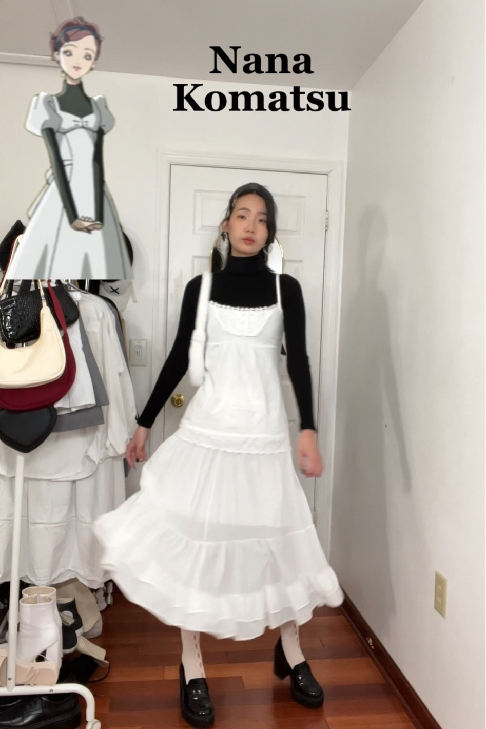 Turtleneck: H&M (linked similar)
Camisole: codibook (can’t find link)
Skirt & bag: YesStyle 
Shoes: Madden girl