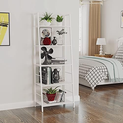 Yusong 5-Tier Ladder Bookshelf, Industrial Ladder Shelf Bookcase with Metal Frame, Wooden Storage Ra | Amazon (CA)