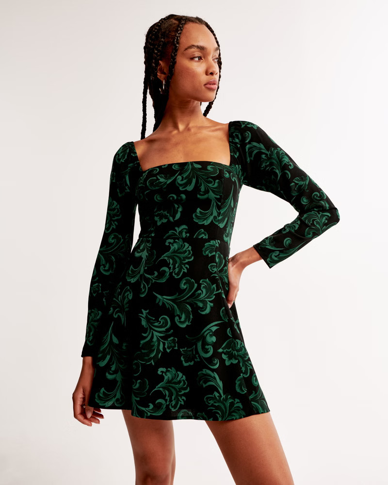 Women's Long-Sleeve Crepe Mini Dress | Women's Dresses & Jumpsuits | Abercrombie.com | Abercrombie & Fitch (US)