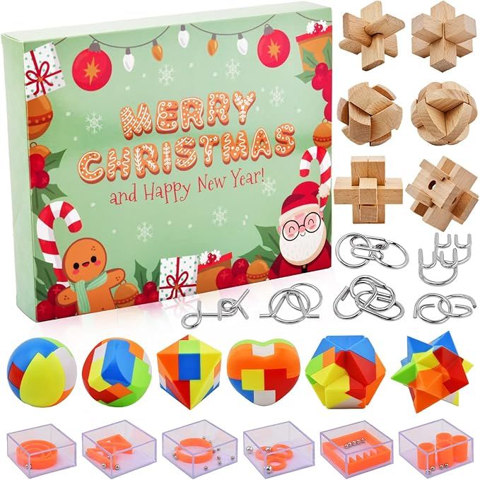 Brain Teaser Puzzle Advent Calendar, Advent Calendar 2022 for Kids, 24 Pcs Christmas Countdown Ca... | Amazon (US)