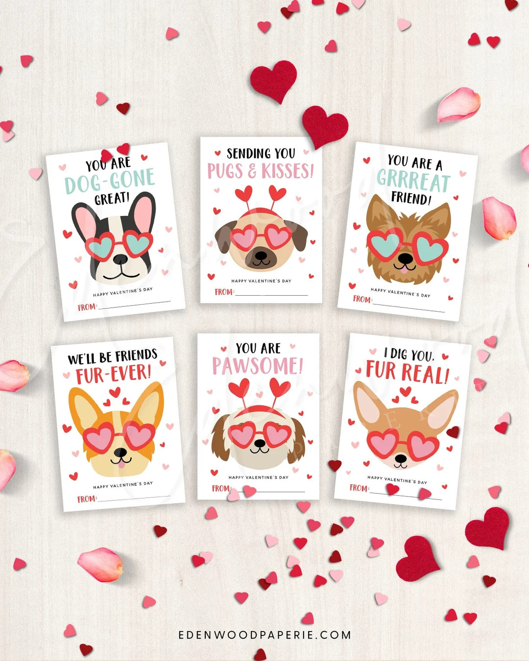 Printable Dog Valentine's Day Cards, Classroom Valentine's Day Cards for Kids, Valentine's Day Gi... | Etsy (US)