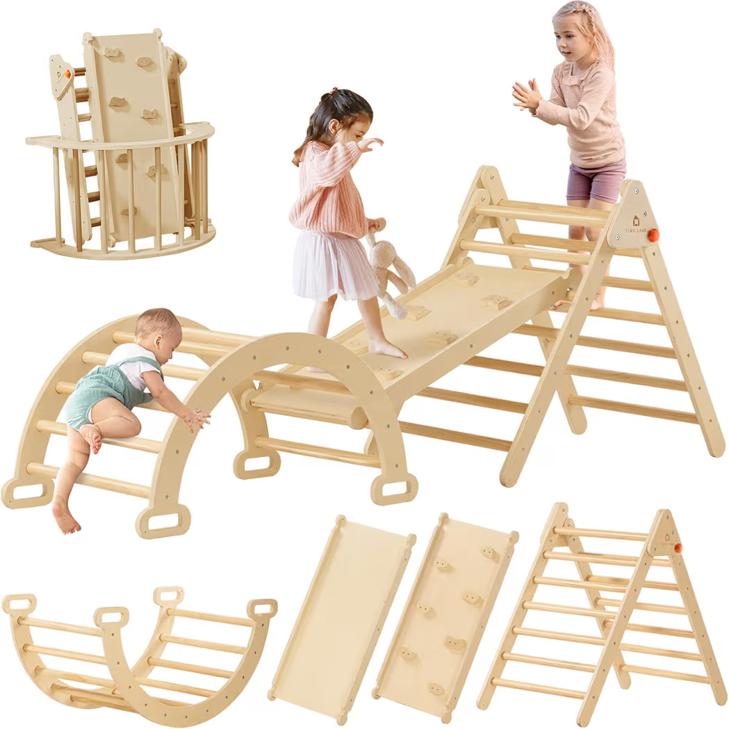 Tiny Land Pikler Triangle Set, 7-in-1 Foldable Pikler Triangle Climbing Toys Set for Kids,Baby In... | Amazon (US)