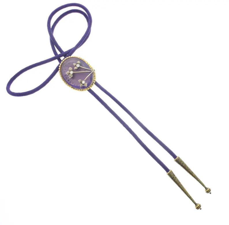 Lavender Bloom: Floral Medallion & Purple Cord Bolo Tie, Made in USA, 36.2mm X 46.5mm - Etsy | Etsy (Global)