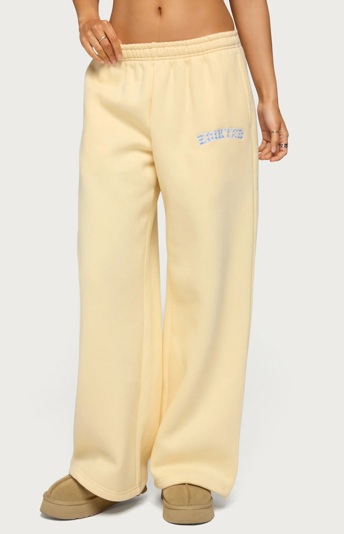 Women's Edikted Lover Wide Leg Sweatpants in Yellow - Size Medium | PacSun