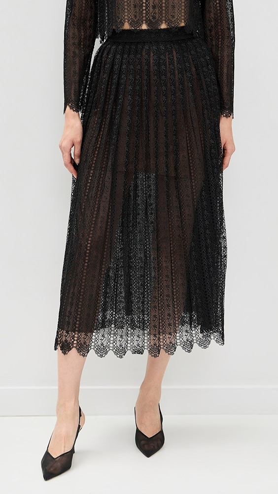 Black Organza Lace Midi Skirt | Shopbop