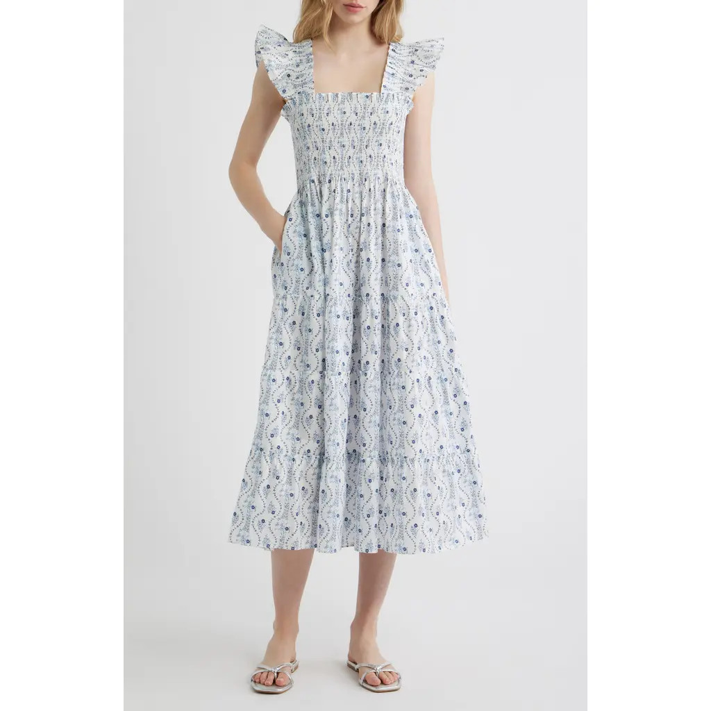 Hill House Home The Ellie Nap Dress in Blue Vine Stripe at Nordstrom, Size Large | Nordstrom