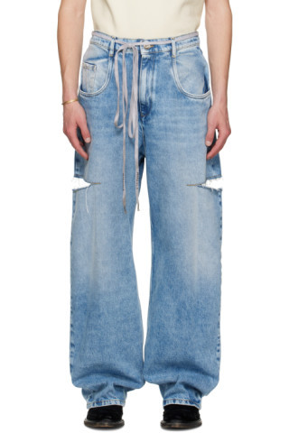 Blue Cutout Jeans | SSENSE