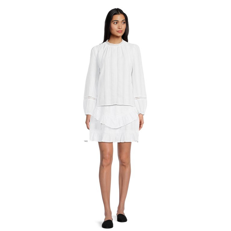 Time and Tru Women’s Lace Inset Tiered Mini Skirt | Walmart (US)