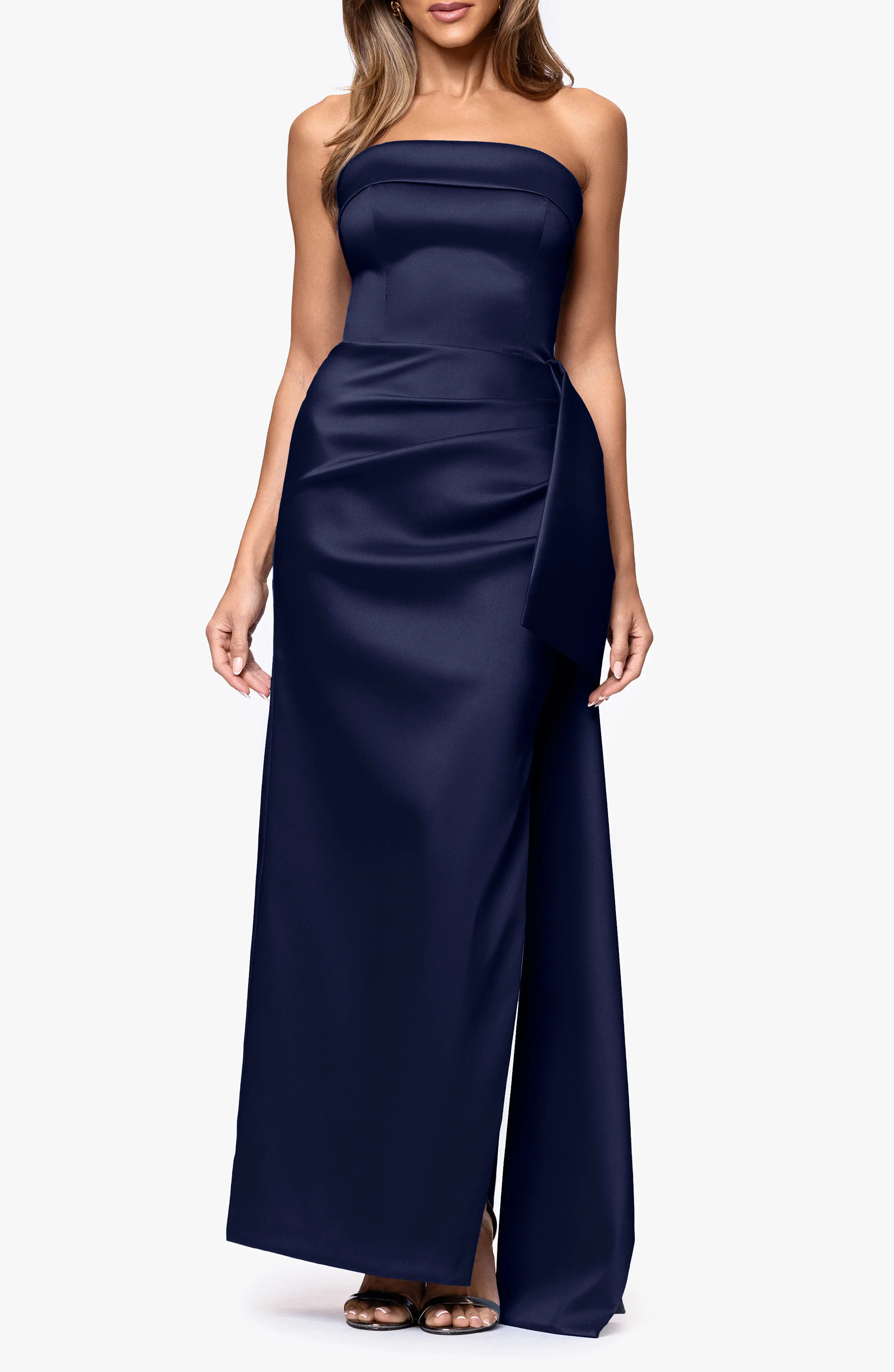 Xscape Evenings Ruffle Strapless Mikado Column Gown (Women) | Nordstrom | Nordstrom
