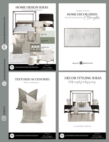 Home Decor Styling Ideas to help navigate your design journey Inviting Modern Bedroom | Canopy Bed | Black Nightstand | Area Rug | Ceramic Table Lamp | Green patterned Pillows | Patterned Pillows | Textured Abstract Art | Orchid Arrangement | Textured Art | Chandelier | Home Decor | Home Accessories | Paint Combinations | Bench with Nail Trim | Upholstered Bench

#LTKhome #LTKstyletip