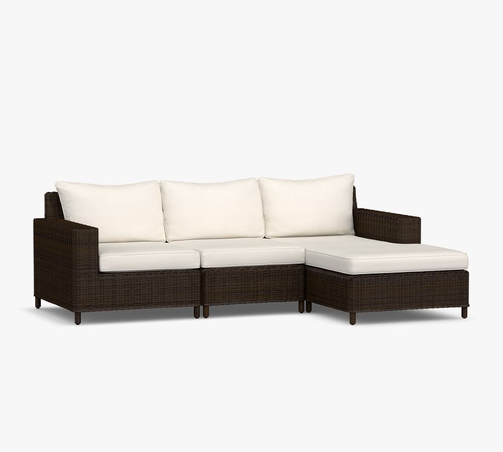 Torrey All-Weather Wicker 3-Piece Single Chaise Sectional | Pottery Barn (US)