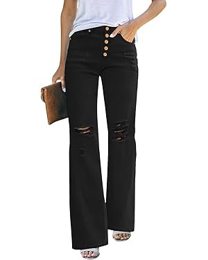 LookbookStore Flare Jeans Bell Bottom Jeans Wide Leg Pants | Amazon (US)
