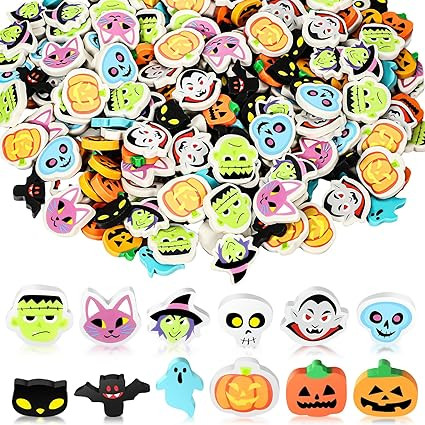 Tenceur 240 Pcs Halloween Mini Erasers Halloween Party Favors Bulk Trick or Treat Ghost Bat Cat P... | Amazon (US)