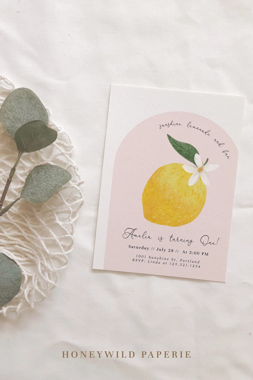 Lemon Birthday Invitation Blush Pink Sunshine Lemonade and Fun Girl Birthday Invite • Fully Edi... | Etsy (US)