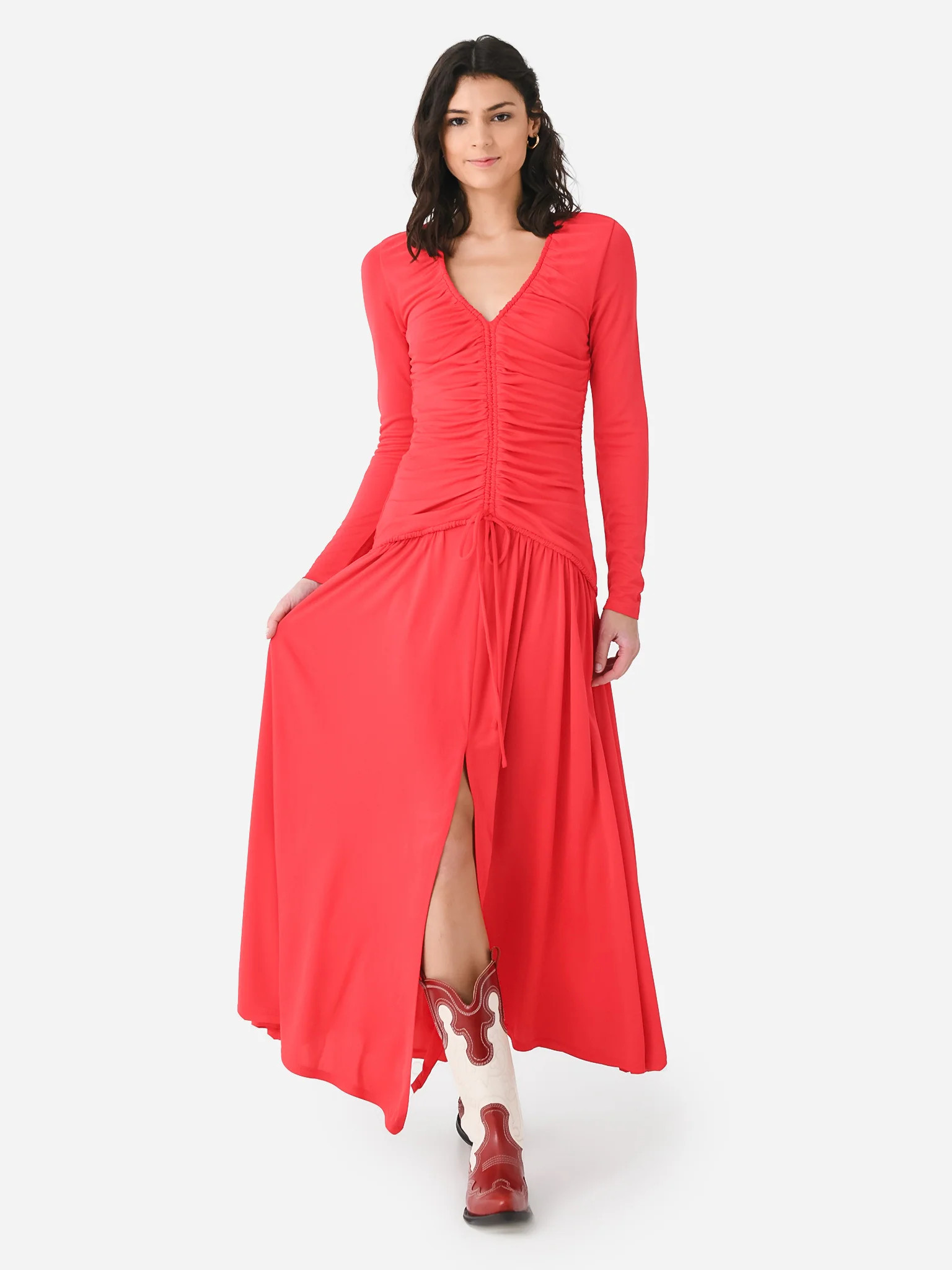FARM RIO
                      
                     Women's V-Neckline Long Sleeve Midi Dress | Saint Bernard