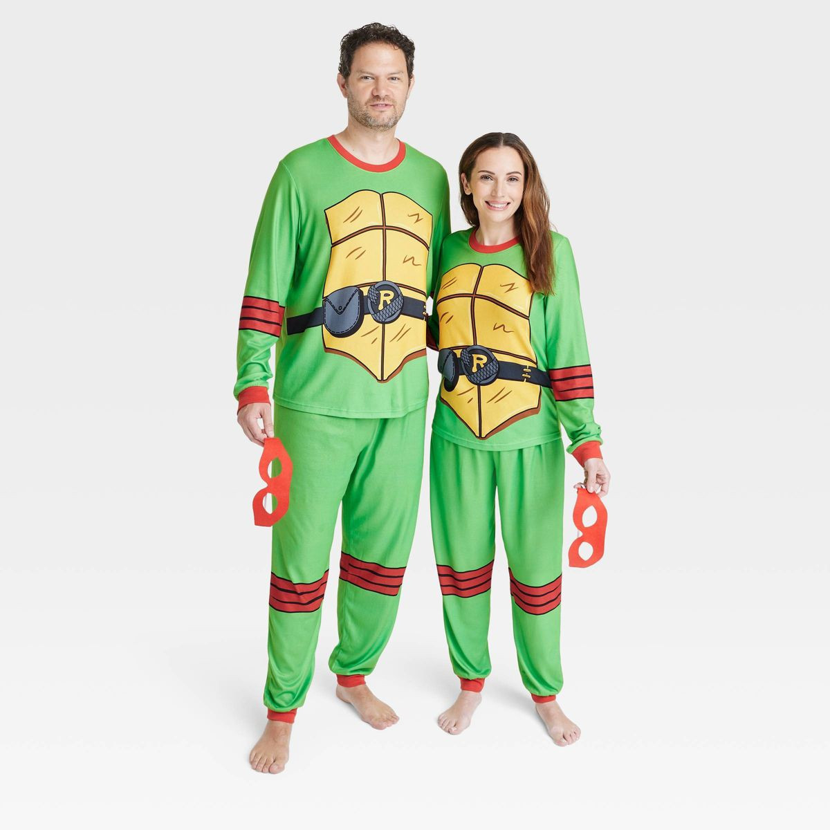 Adult Teenage Mutant Ninja Turtles Raphael Halloween Matching Family Pajama Set + Mask - Green | Target