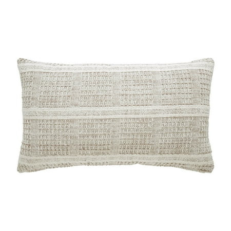 Better Homes & Gardens 14" x 24" Beige Chunky Woven Plaid Decorative Pillow | Walmart (US)