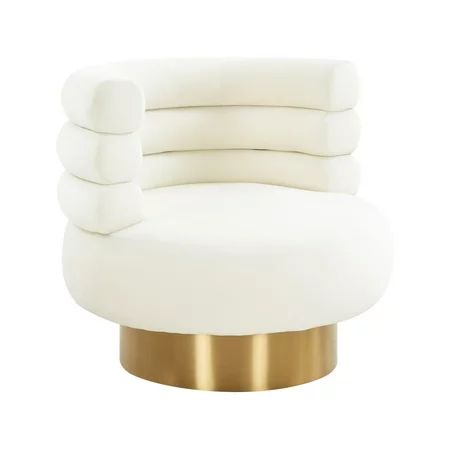 TOV Furniture Naomi Cream Velvet Swivel Chair with Gold Base | Walmart (US)