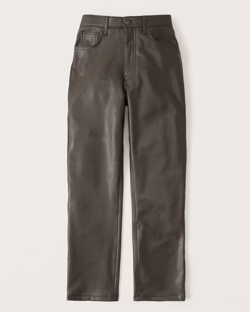 Women's Vegan Leather 90s Straight Pants | Women's | Abercrombie.com | Abercrombie & Fitch (US)
