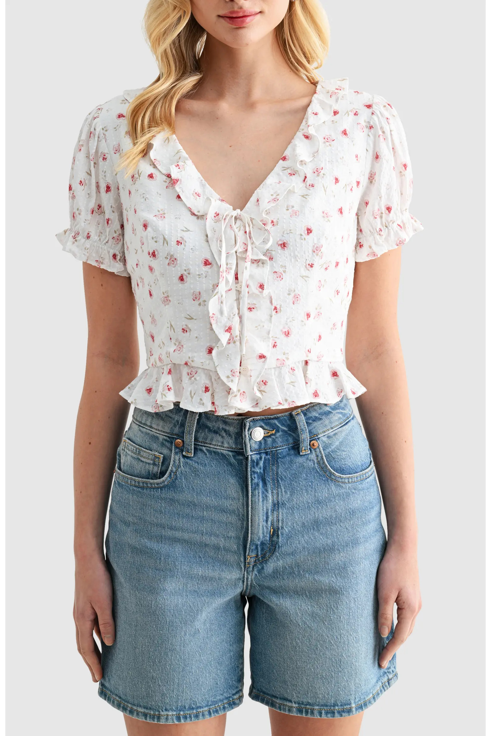 Ruffle Trim Tie Front Top (Women) | Nordstromrack | Nordstrom Rack