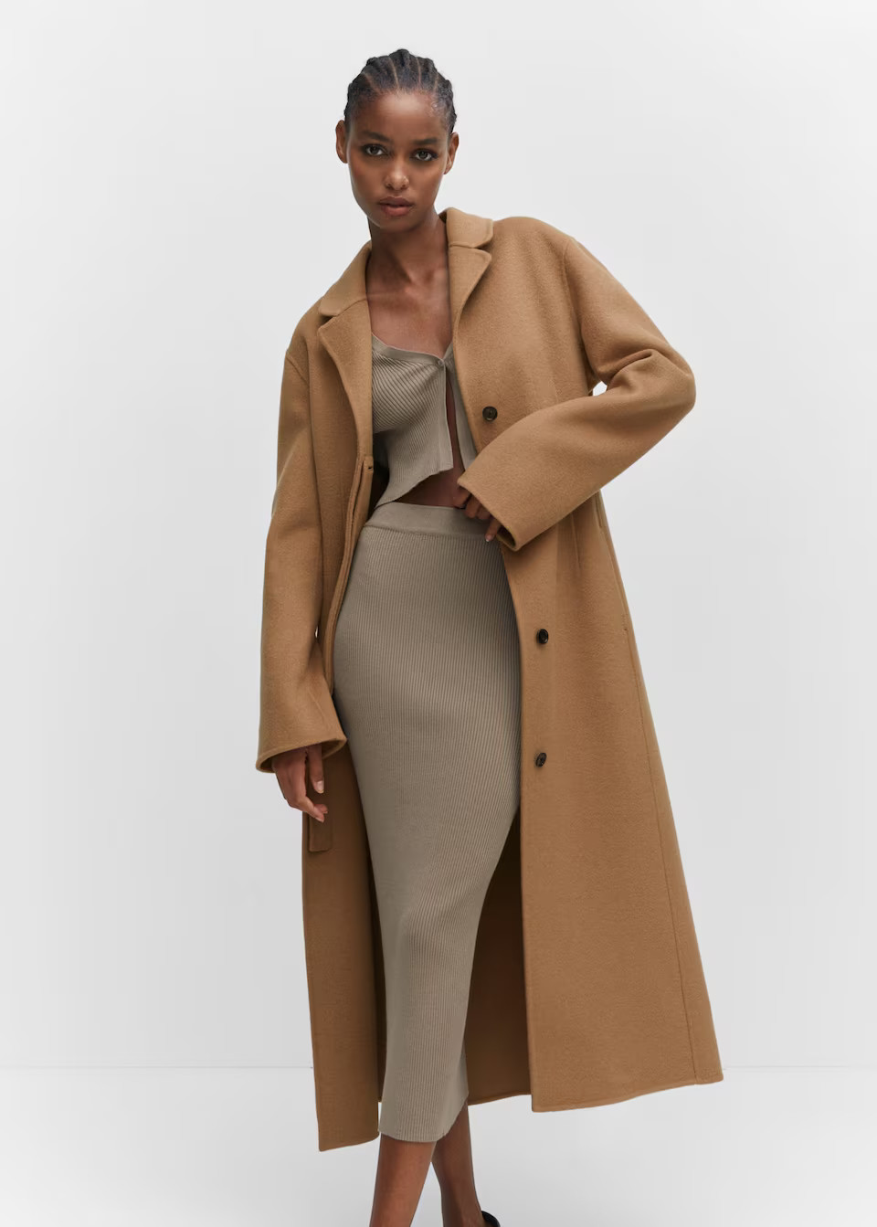 Wool coat with handmade belt -  Women | Mango USA | MANGO (US)