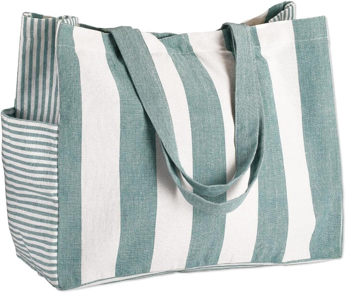 Folkulture Beach Bag For Women | 17 x 14 Inch - 100% Cotton Beach Tote Bag With Zipper Pocket Ins... | Amazon (US)