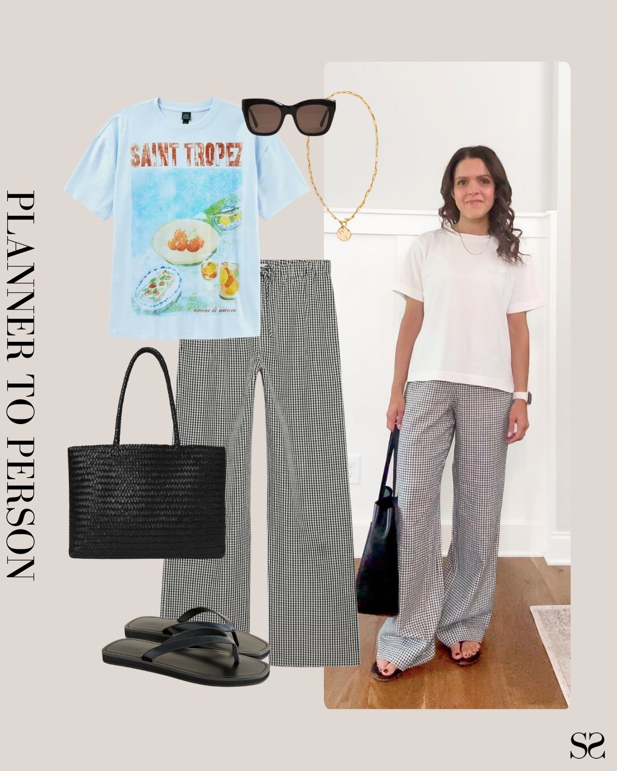 Planner to person | Monthly outfit planner AUGUST: Summer looks, pin to planner outfit inspo | graphic tee, gingham pant, flip flop, woven tote

#summeroutfit #casualstyle 


#LTKSeasonal #LTKStyleTip