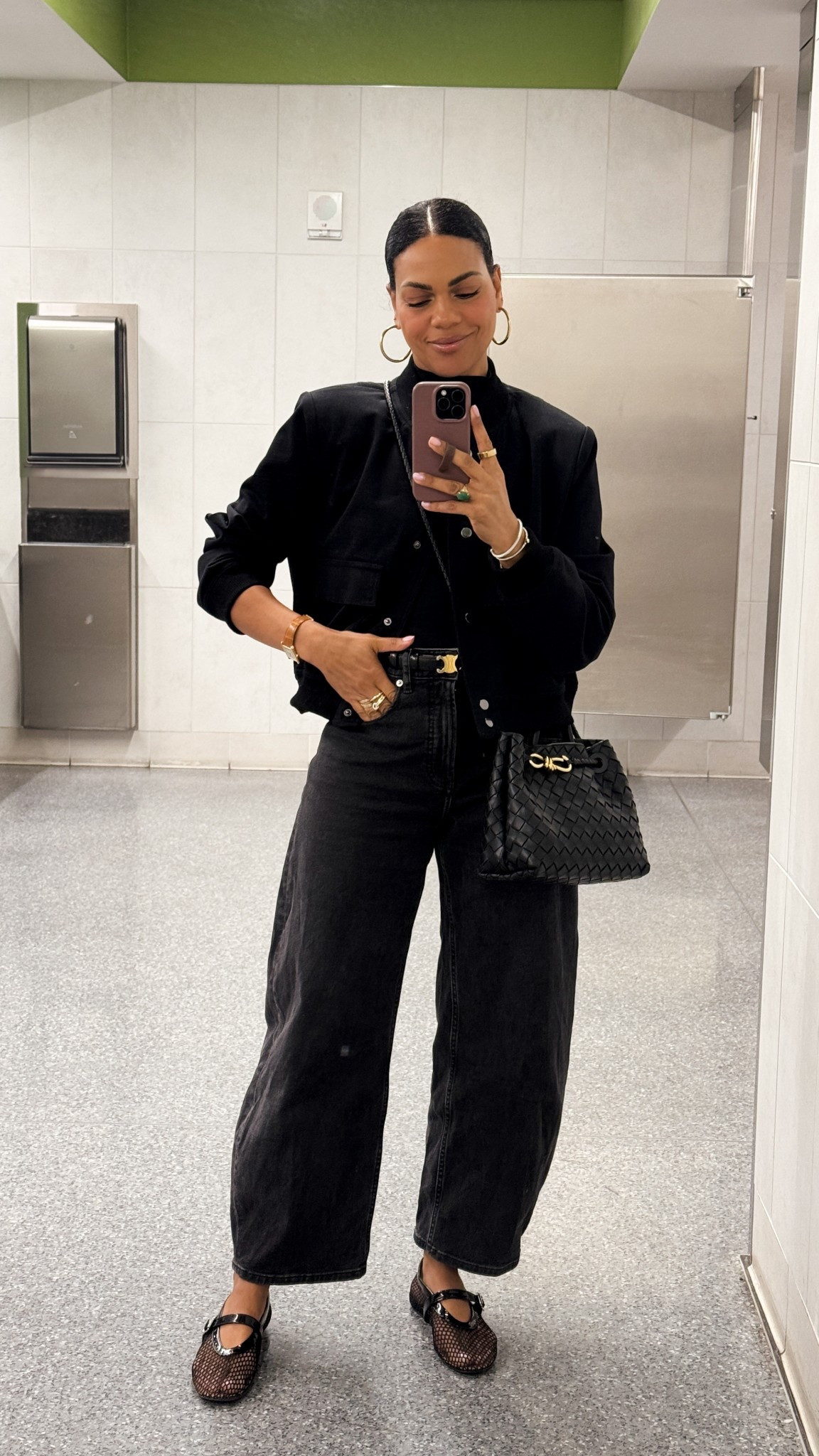 Airport outfit: barrel jeans (always size up!), mockneck shirt, bomber jacket, crossbody, ballet flats and gold accessories. 


Travel OOTD, airport outfit, all black outfit, gold accessories, crossbody bag, bomber jacket, mockneck tank, mockneck top. 

#LTKOver40 #LTKStyleTip #LTKTravel