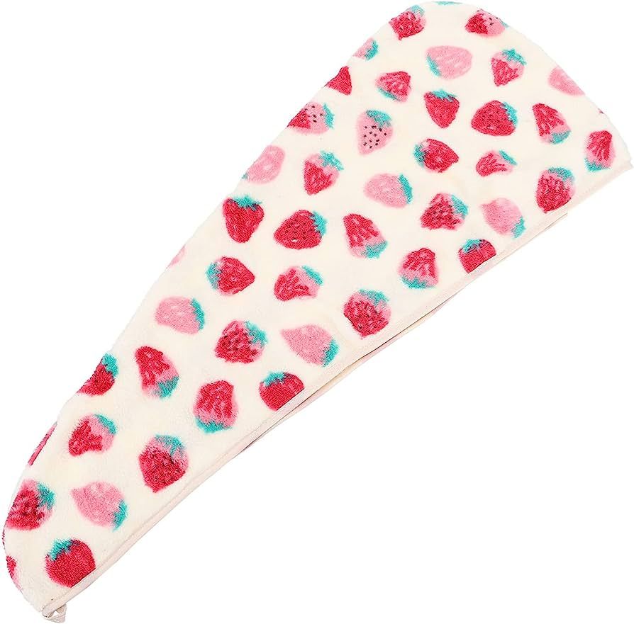 Healifty Hair Towel Wrap Coral Fleece Hair Drying Towels Cute Strawberry Absorbent Bath Hat Girl ... | Amazon (US)