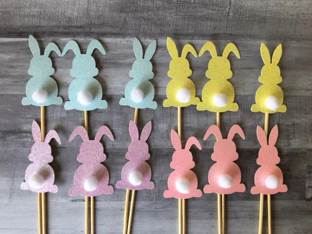 Glitter Bunny Centerpiece Sticks, Bunny 1st Birthday, Some Bunny is One, Glitter Pastel Bunny Cak... | Etsy (US)