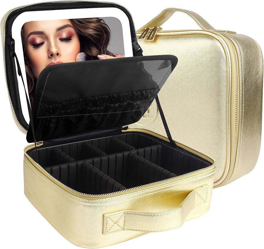 MOMIRA Makeup Bag with Mirror and Light Travel Makeup Train Case Cosmetic Bag Organizer Portable ... | Amazon (US)