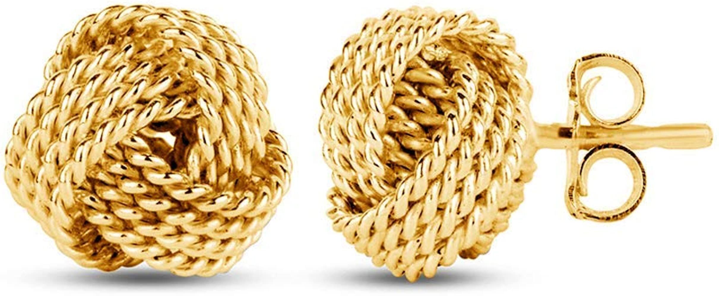 Amazon.com: LeCalla Sterling Silver Jewelry Gold-Plated Italian Design Diamond-Cut Wire Love Knot... | Amazon (US)