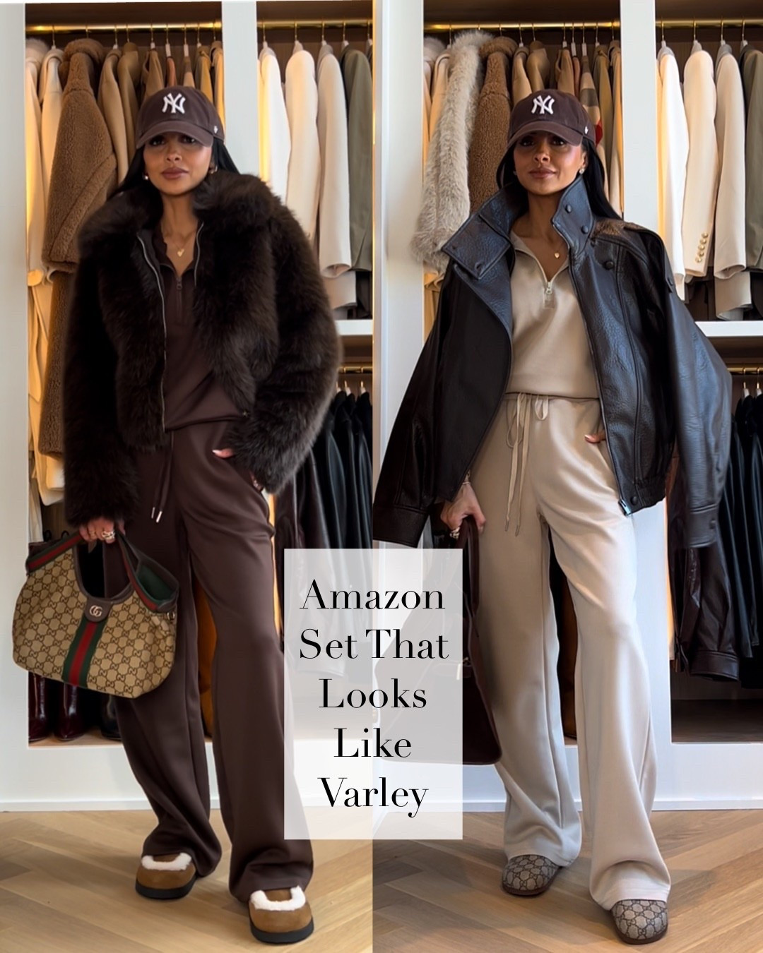 An elevated Amazon set that looks designer without the designer price. This soft knit lounge set gives that Varley inspired feel with its relaxed silhouette, wide leg pants, and effortless drape. Polished enough to style with a leather jacket or luxe outerwear, yet comfortable enough for travel days and everyday errands. I styled it in two neutral tones to show how easily it transitions from cozy casual to elevated street style. A chic, versatile set you will wear on repeat all season.

Amazon Lounge Set – Wearing a size XS, runs TTS with a relaxed fit

MiaMiaMine Amazon set Varley inspired lounge set elevated loungewear wide leg pants neutral outfit chic travel outfit designer look for less casual street style women matching set comfortable fashion capsule wardrobe staples

#LTKActive #LTKOver40 #LTKPetite