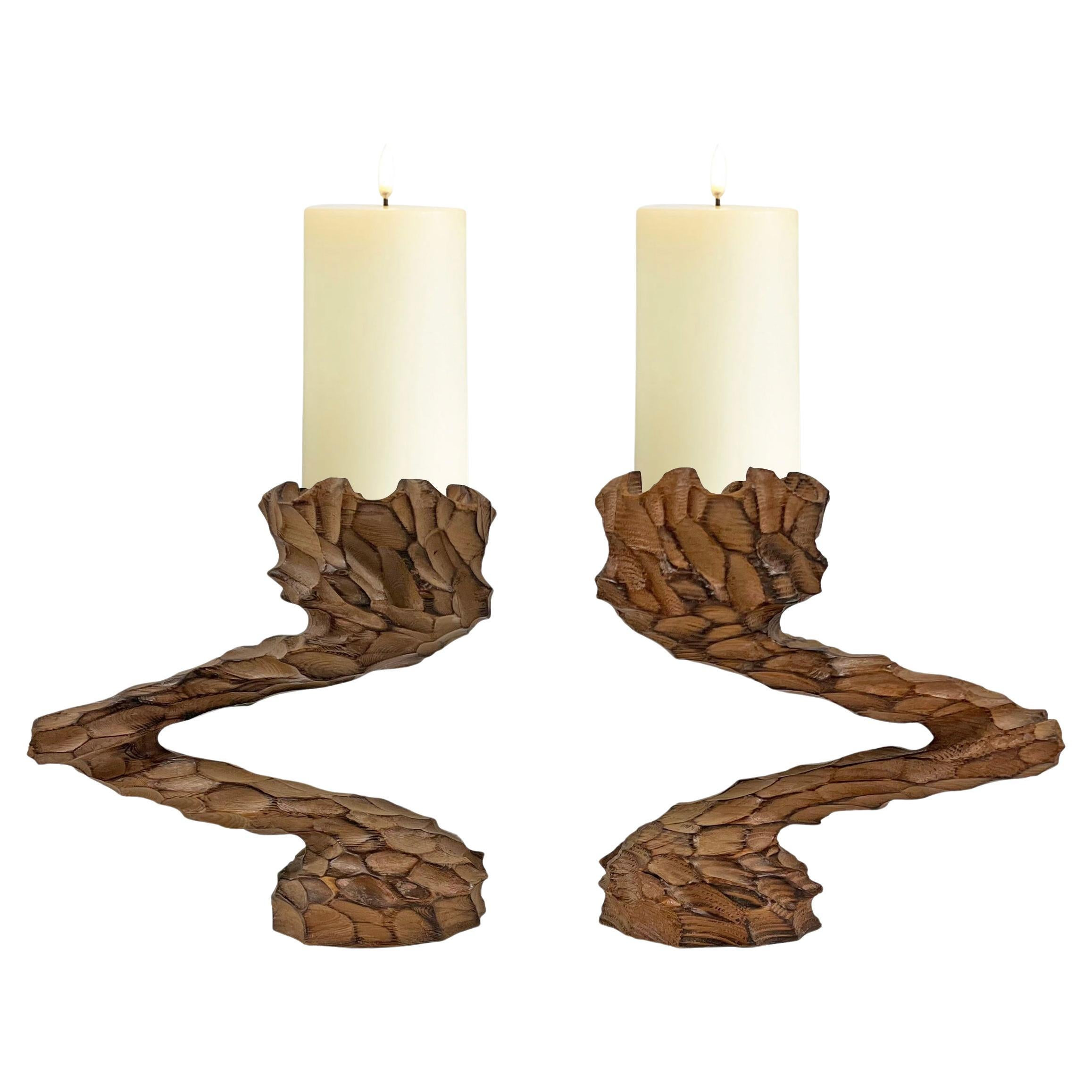 Pair of Mid-20th Century Brutalist Candlesticks | 1stDibs
