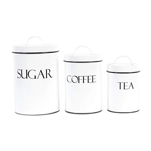 Outshine White Metal Nesting Kitchen Canisters | Air Tight Lids | Kitchen Decor Canister Set | Vi... | Amazon (US)