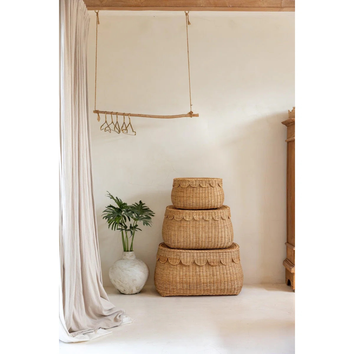 Scallop Rattan Basket | Wayfair North America