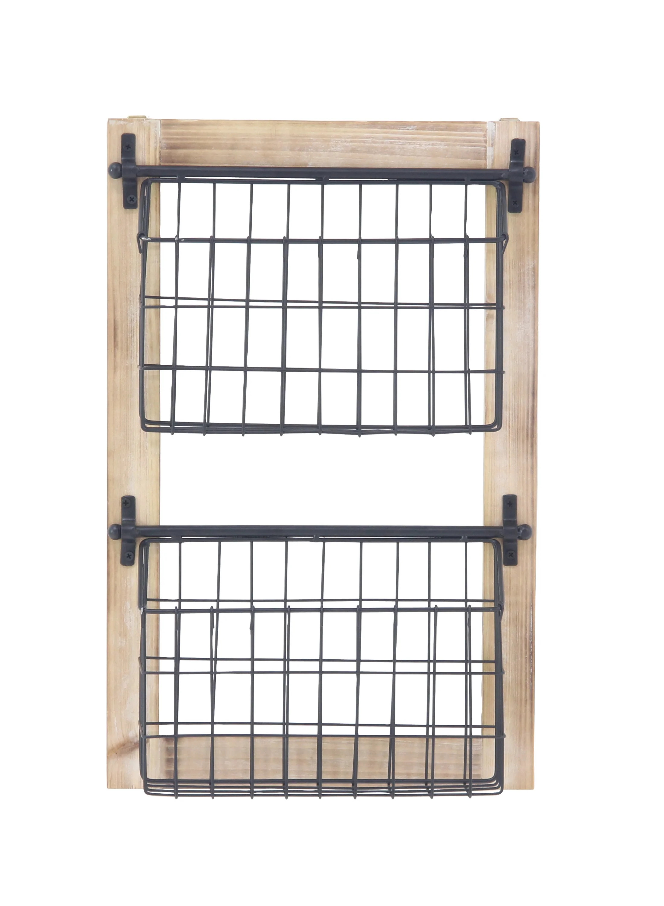 DecMode 22" Black Metal 2 Slots Magazine Rack Holder with Suspended Baskets | Walmart (US)