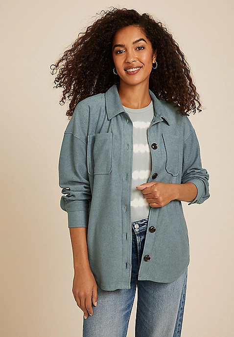 Collegiate Textured Shacket | Maurices