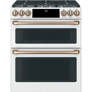 30 in. 7.0 cu. ft. Slide-In Double Oven Dual-Fuel Range with Self-Clean Convection in Matte White... | The Home Depot