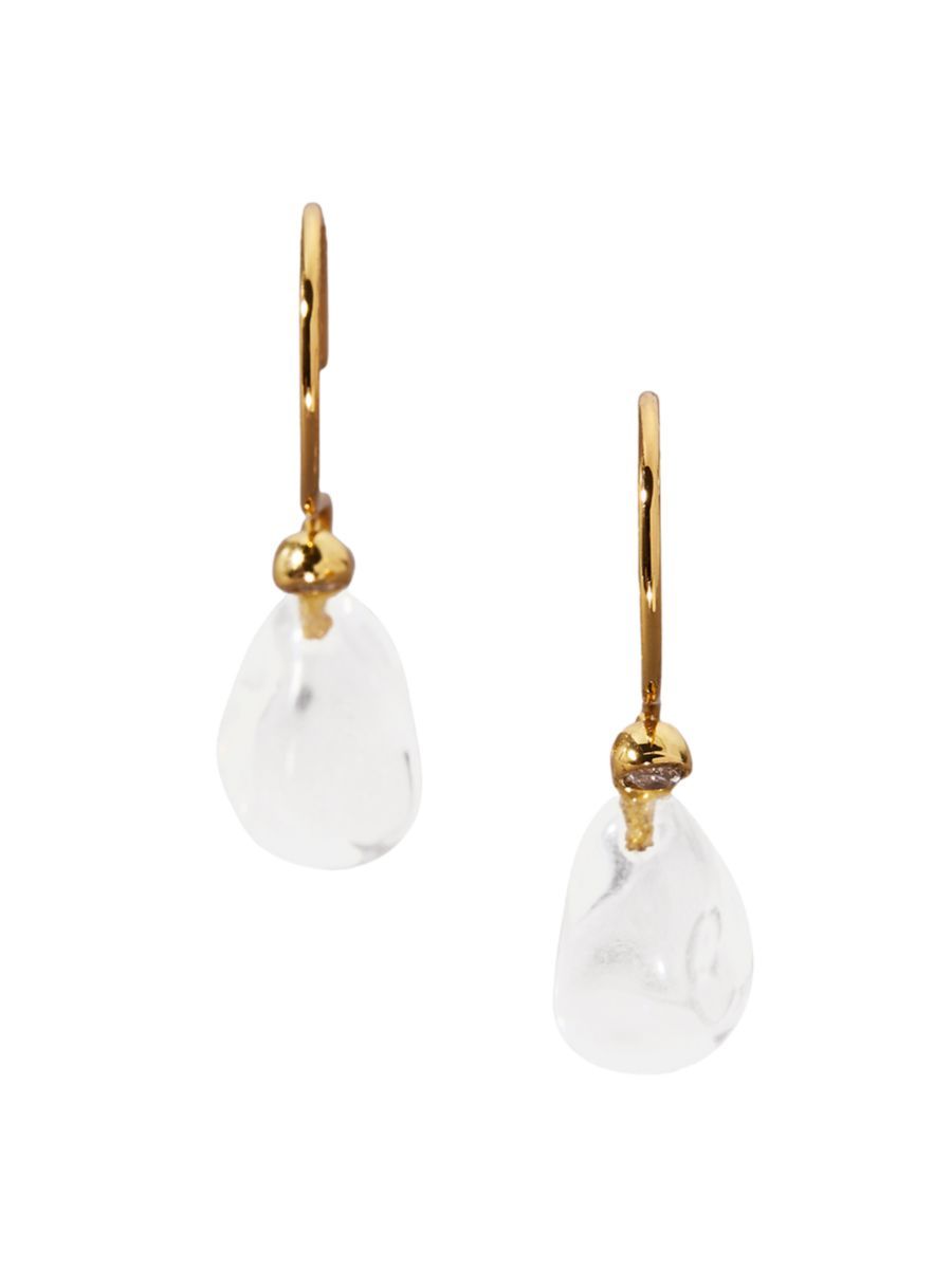 Essentials 14K-Gold-Plated, Lucite & Crystal Teardrop Earrings | Saks Fifth Avenue