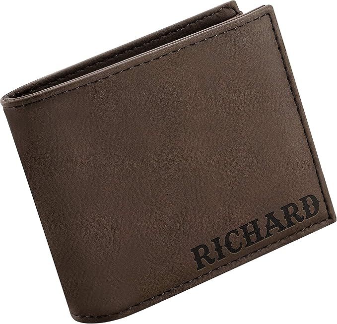 Personalized Wallets for Men, 6 Colors & 19 Font Options, Custom Engraved Leather Wallet - Gifts ... | Amazon (US)