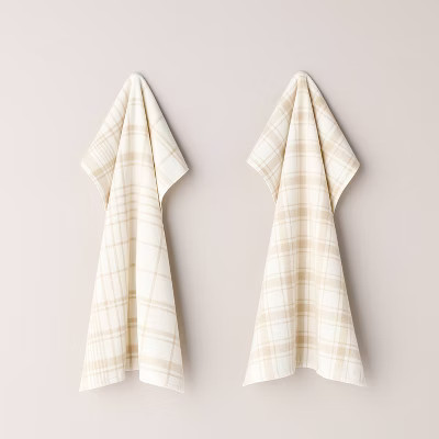2ct Plaid Cotton Kitchen Towels Beige/Cream - Hearth & Hand™ with Magnolia | Target