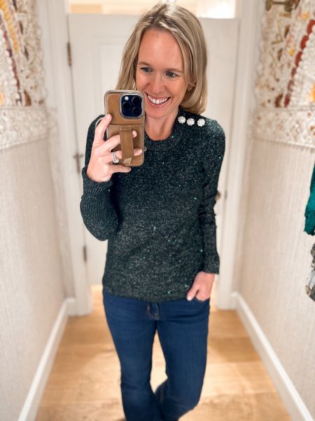 I love the sparkle on this sweater! I’m wearing the evergreen option. This will be on sale in the Lilly Pulitzer sale Jan 3-5. 

#LTKstyletip #LTKfindsunder100 #LTKsalealert