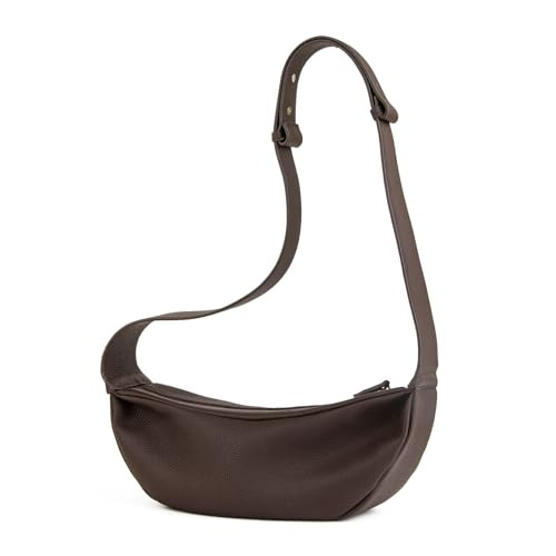 DONNAIN Crescent Bag for Women: Genuine Leather Half Moon Bag Coffee Slouch Bag Adjustable Strap | Amazon (UK)