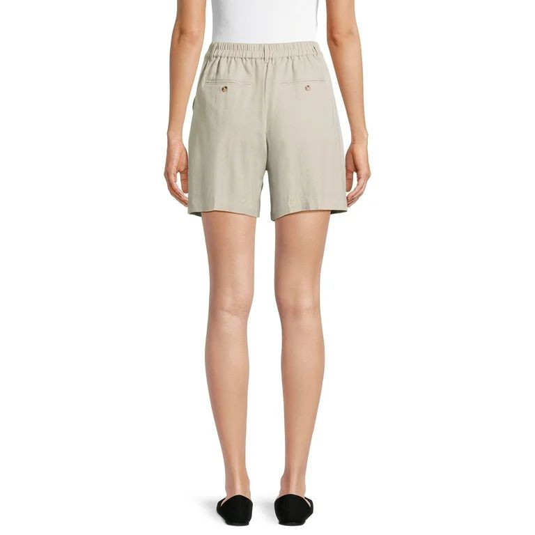 Time and Tru Women’s Linen-Blend Shorts, 5” Inseam, Sizes XS-XXXL | Walmart (US)