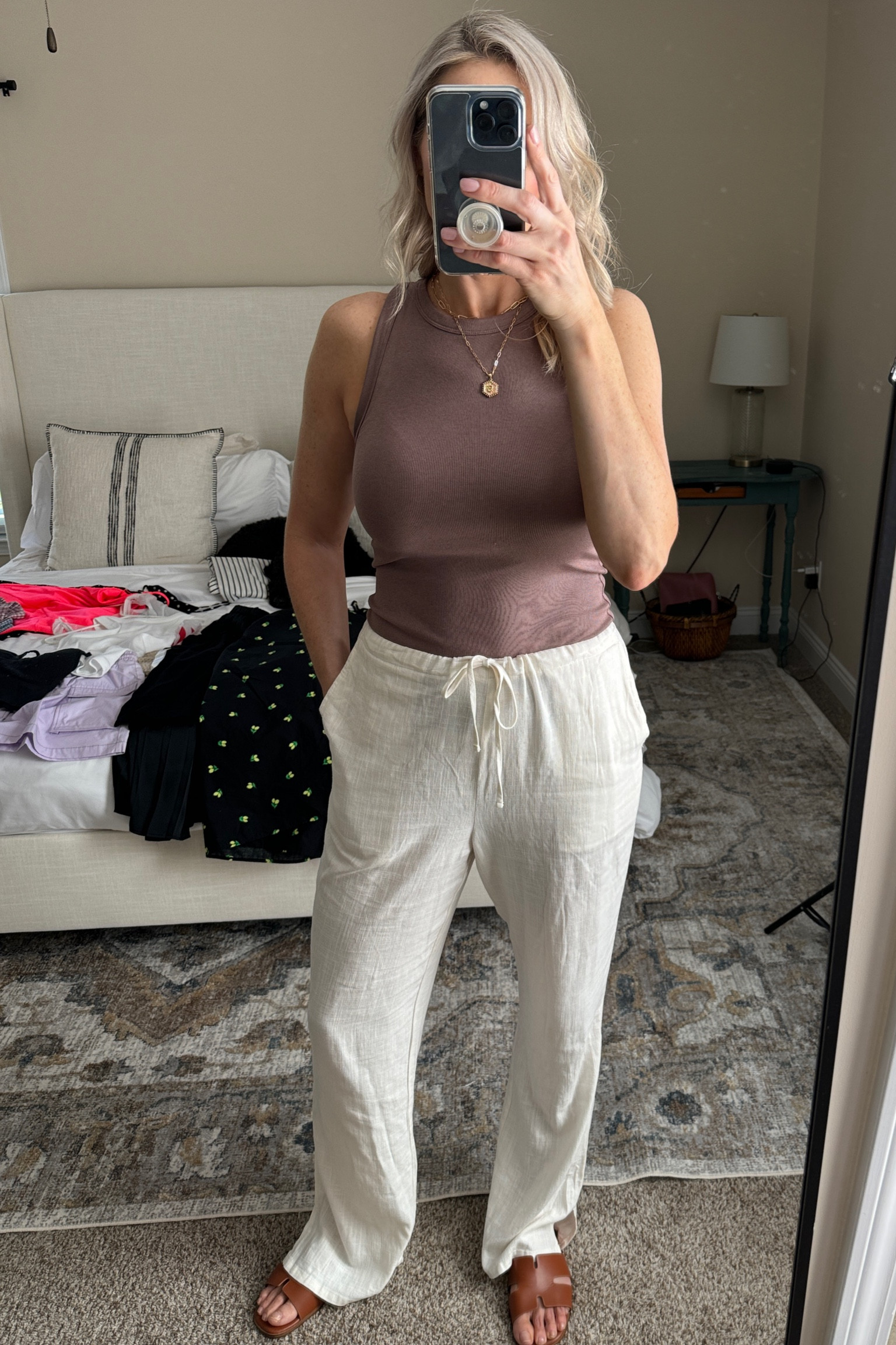 Tank, linen pants, sandals 

#tallgirl #linenpants #sandals, #springfashion 

#LTKshoecrush #LTKxTarget #LTKfindsunder50